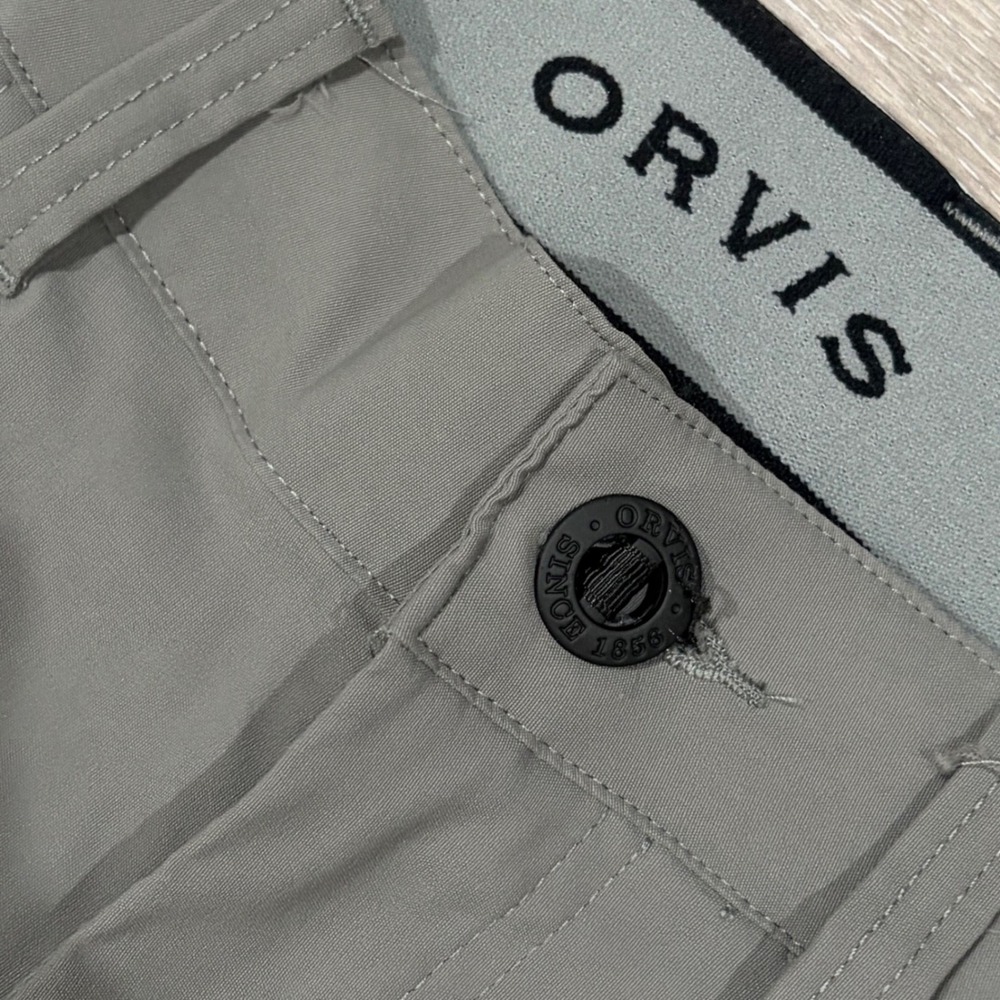 Orvis Mens Performance Tech Pants Gray 32x30 Hiking Travel Outdoor Stretch Chino